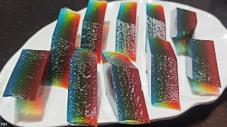 Rainbow Jelly recipe | வண்ணமயமான ரெயின்போ ஜெல்லியின் செய்முறை