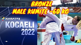 Bronze, Meizane Ryan (FRA) vs Bosseiron M (FRA), Male Kumite -60 Kg, Karate1 Kocaeli 2022