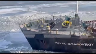 Russian Ship Pavel Grabovsky Sinking in the Sea of Azov!