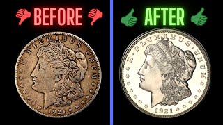 How to clean a dirty coin #cleaningdirtycoins #shorts #satisfying #collectible #