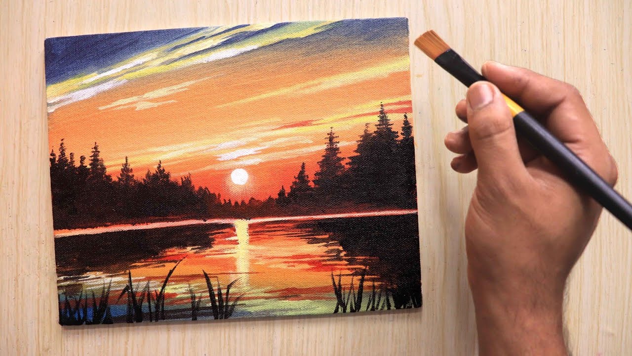 Easy Acrylic Painting Landscape Sunset 30 Easy Landscape Painting