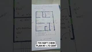 735 SQFT 2 BHK SOUTH FACING PLAN IN 1.75 CENT