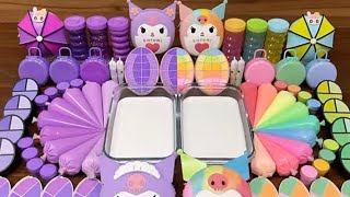 pastel vs purple kuromi | mixing random into glossy slime | satisfying slime❤️🌈🩷💜