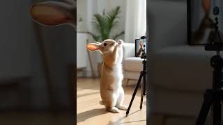 Playful Rabbit Records Itself Dancing with Funny  #funny #automobile #cute #funnyrabbit  #shorts