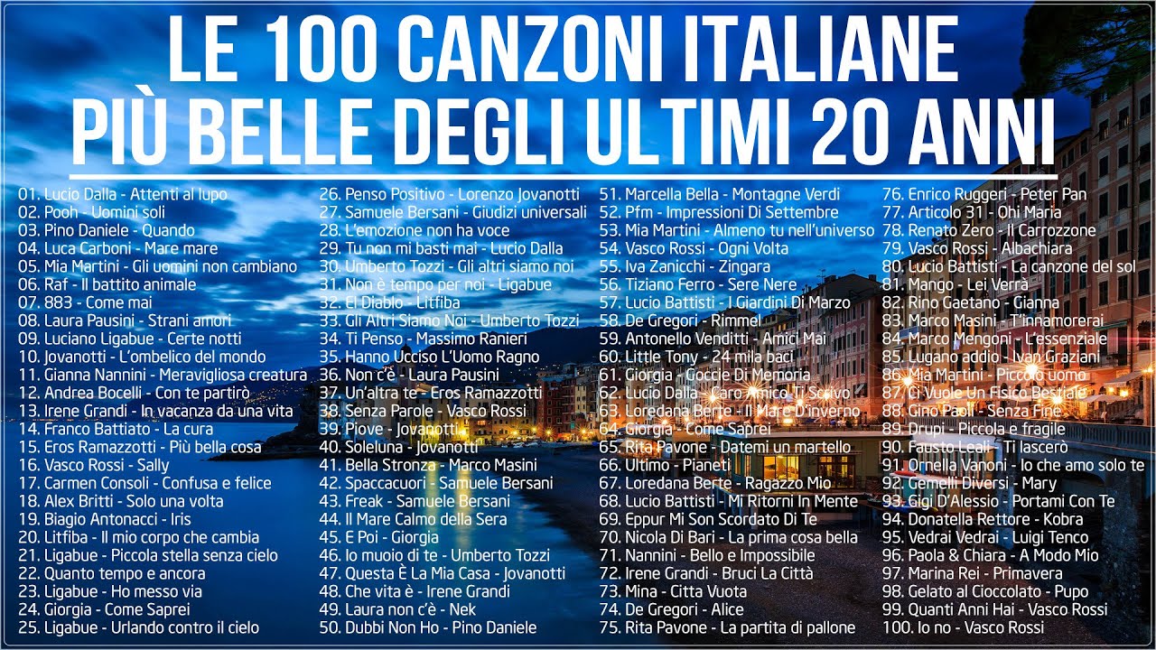 Le 100 Canzoni Italiane Più Belle Degli Ultimi 20 Anni - Migliore ...