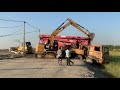 wow.. meter concrete pump failed recovery by excavator dozer អូ.. ឡានបាញ់សុីម៉ង40តោនដាច់ហ្វាង