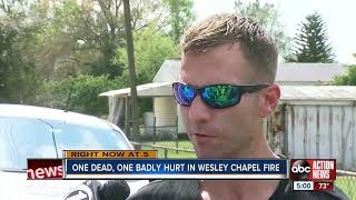 Elderly woman dead, man severely burned after fire destroys Pasco County mobile home