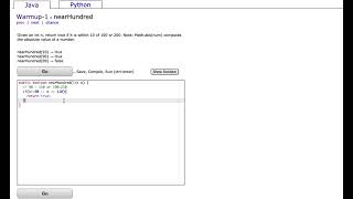 Java: CodingBat– Warmup-1– nearHundred