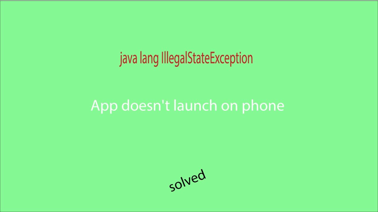 Java Lang Illegalstateexception Youtube