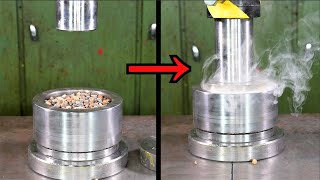 Turning Small Rocks Into Large Rock with Hydraulic Press