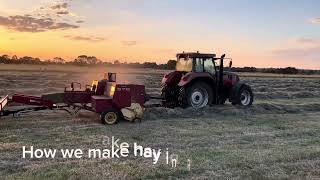 Bailing hay! Case CVX 1135 New Holland 570 Baler! Small Squares