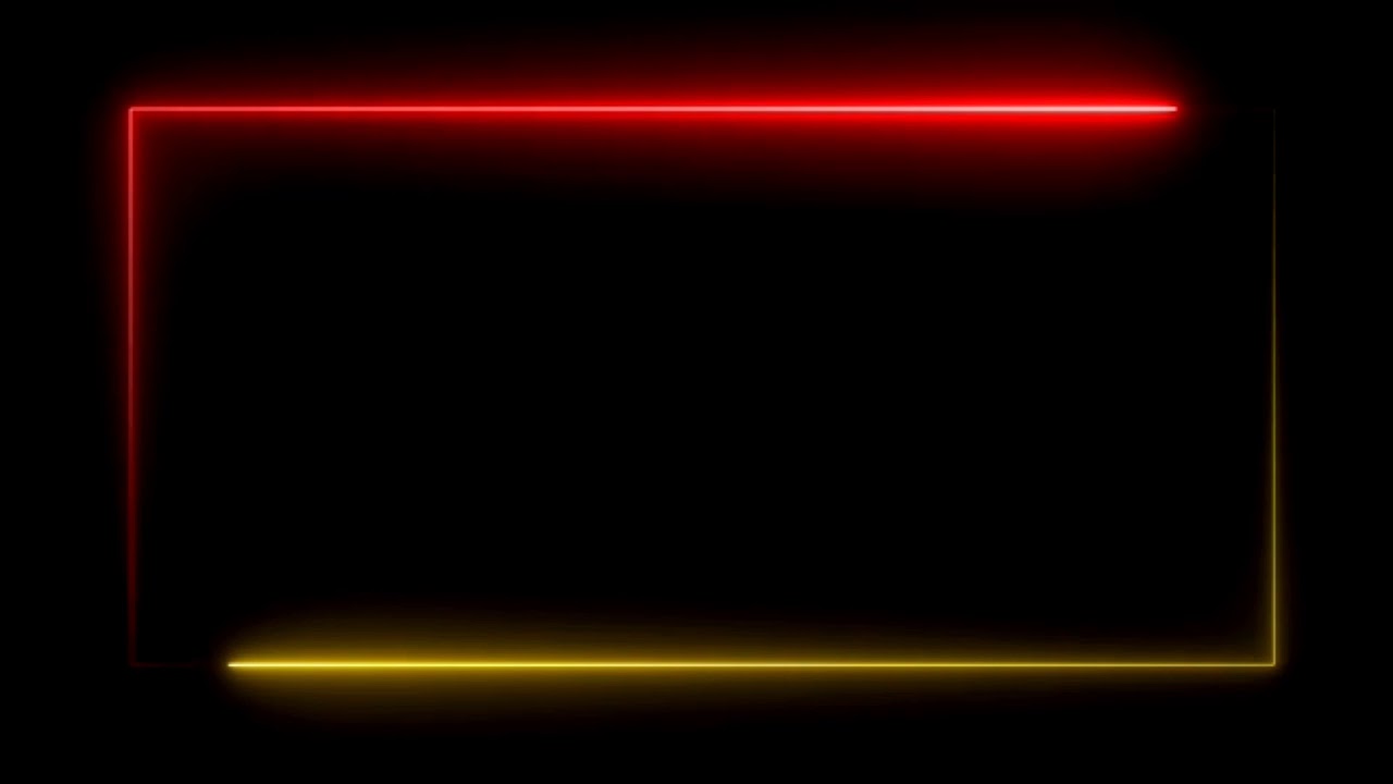 RED AND YELLOW Neon Light Frame | Glowing Border | Black Screen | After ...