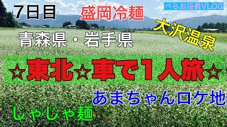 『東北1人旅』7日目。青森県→岩手県。朝市、久慈駅（あまちゃん）、盛岡冷麺、じゃじゃ麺、大沢温泉。旅中で1番充実した1日だったかな？！