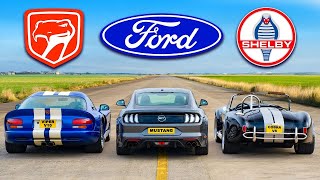 Dodge Viper vs Mustang GT vs Shelby Cobra: ARRANCONES