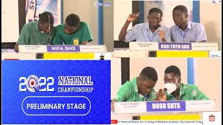 #NSMQ2022 PRELIMINARY STAGE | OSEI TUTU SHS VS NIFA SHS VS BOSO SHTS|FULL CONTEST NO ADVERTISEMENTS|