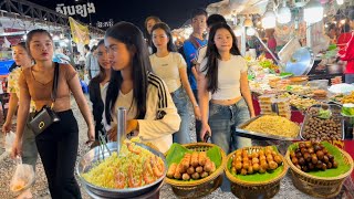 Best Cambodian Street Food | Walking Tour 4K , Phnom Penh Nigth Market