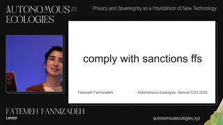 Fatemeh Fannizadeh - Comply With Sanctions FFS [Autonomous Ecologies #1]