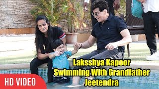 Tusshar Kapoor Son Laksshya Kapoor Swimming With Grandfather Jeetendra