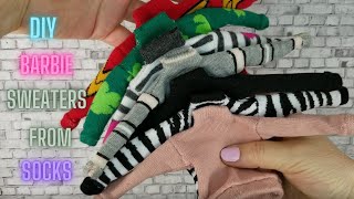 How to make Barbie Sweaters from Socks!  #diybarbieclothes #diybarbie