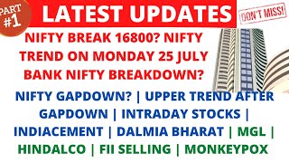 LATEST SHARE MARKET NEWS💥25 JULY💥NIFTY GAPDOWN? HOLD?💥INDIACEMENT DALMIA CEMENT HINDALCO PART-1