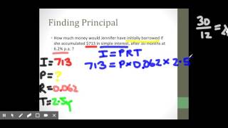 Simple Interest - Finding Principal