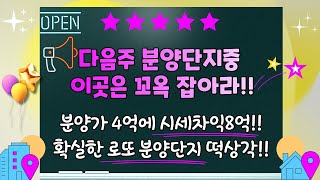 다음주 분양단지중 이곳은 꼬옥 잡아라!! 분양가 4억에 시세차익 8억 확실한 로또분양단지 떡상각!!