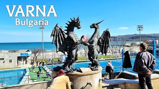 🇧🇬 Varna Walking Tour | Spring tour | Bulgaria, Black Sea resort | 4K video 60fps