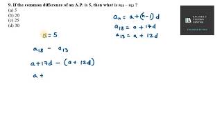 9  If the common difference of an A P  is 5, then what is a18 – a13