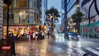 [ 4K ] Walking in heavy rain in Osaka America-mura, Shinsaibashi / Ambience sound / ASMR