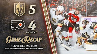 HIGHLIGHTS | Vegas Golden Knights 5, Philadelphia Flyers 4, SO | Nov. 25, 2024