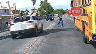 Dashcam video: driver blows past stop arm on school bus