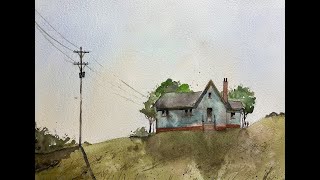 EXTREME BEGINNERS- How to Paint a Simple House on a Hill in Watercolor - with Chris Petri