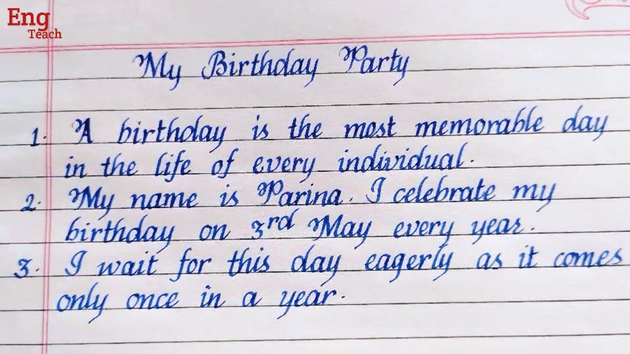 10 Lines Essay On My Birthday Party | Birthday Party Essay | Writing ...