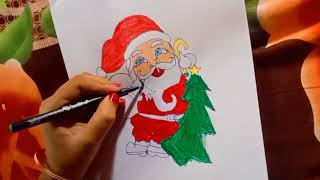 Santa clause simple drawing /easy panting/ step by step / tiki drawing.