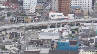 松山駅高架化工事（7月上旬）総合公園より