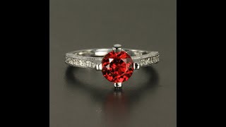 14k White Gold Round Garnet and Diamond Ring 1.02 Carats