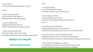 Apologies for Living On - Meena Kandaswamy