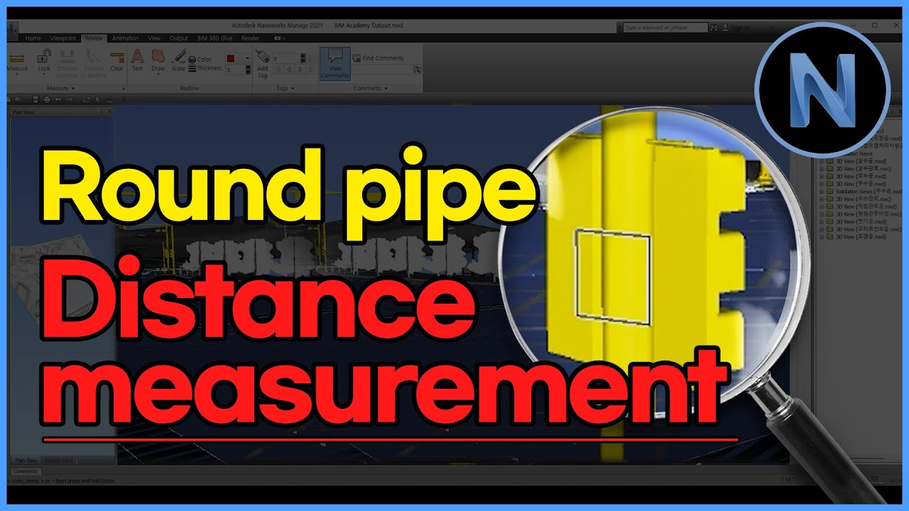 [BIM] Navisworks Pipe Center Measurement Method Tip(tip) - YouTube