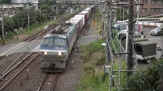 貨物列車 66レ～3076レ EF66-27 EF66-102 2019/06/23 渡田踏切俯瞰