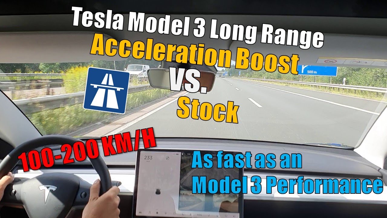 Tesla Model 3 Acceleration Boost Vs. Stock At HIGHER SPEEDS I 100-200 ...