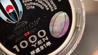 虹色彩色発色加工、金貨に続き銀貨です。Japanese color 1oz silver coin for Rugby World Cap 2019 .