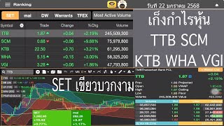 SET เขียวบวกงาม เก็งกำไรหุ้น TTB SCM KTB WHA VGI วันที่ 22 มกราคม 2568