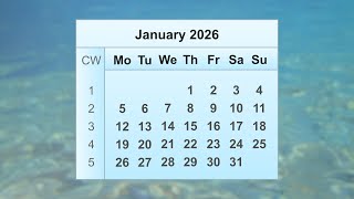 January 2026 Calendar