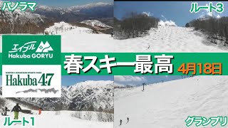 【五竜HAKUBA47】雪多すぎ！滑走動画あり春スキーゲレンデレポート/グランプリ・パノラマ・R1~R3の4月17日