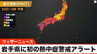 岩手県に初の熱中症警戒アラート 計7県に発表／明日29日(木)対象