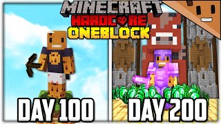 I Survived 200 Days on ONE BLOCK in Hardcore Minecraft... Here's What Happened