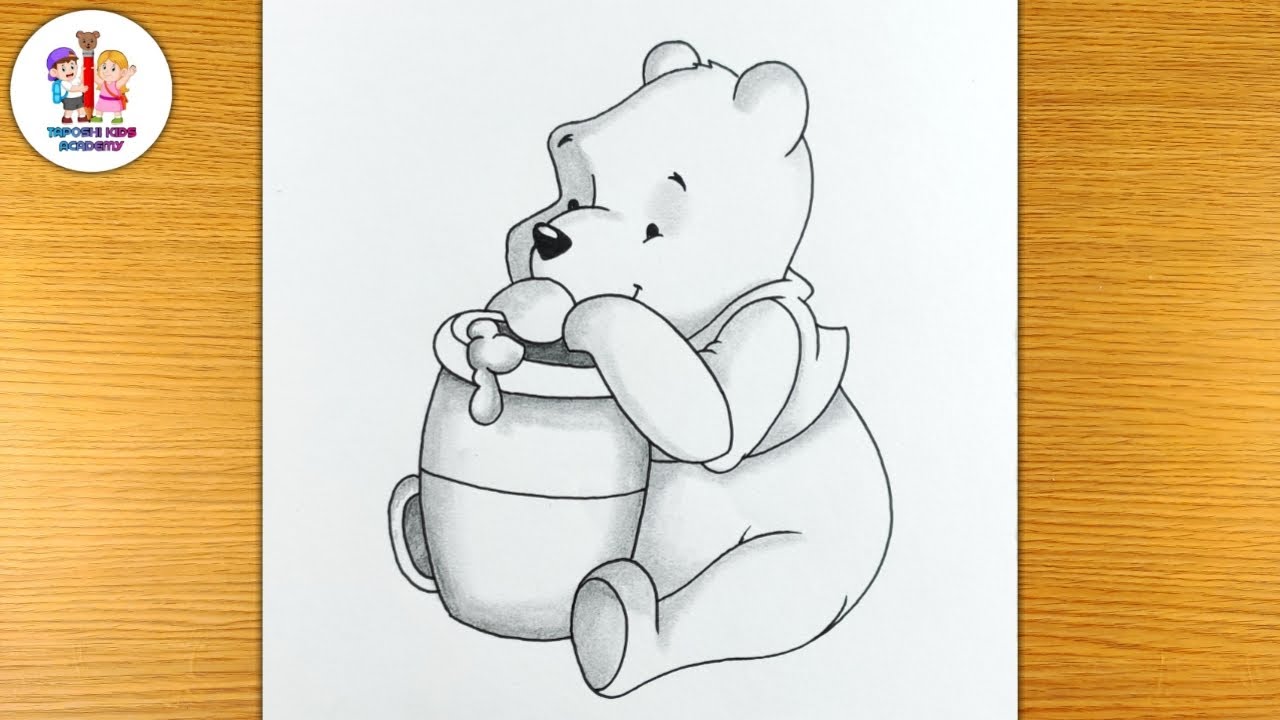 How To Draw Winnie The Pooh With Honey Pot - YouTube