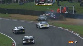 Ginetta G40 Cup 2020. Race 1 Brands Hatch. Crashes