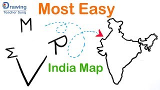 Most Easy Way To Draw India Map | Simple India Map To Remember.