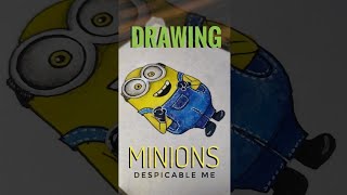 Drawing Bob the Minion 💛 from Despicable me || with Fineliner and watercolor #shorts